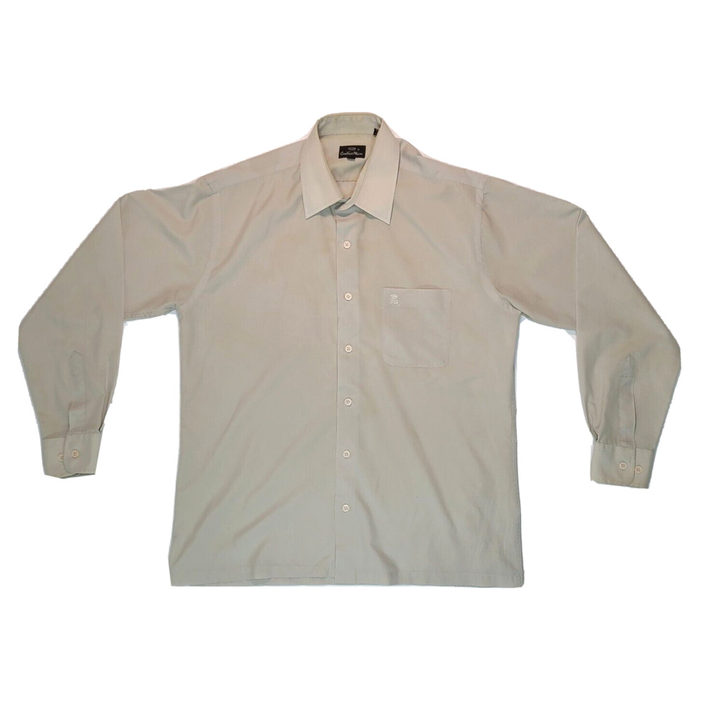 Countess Mara Men's Long Sleeve Beige Dress Shirt Size Medium